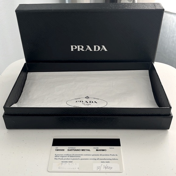 Prada Grey Leather Saffiano Zippy Wallet - Picture 3 of 11